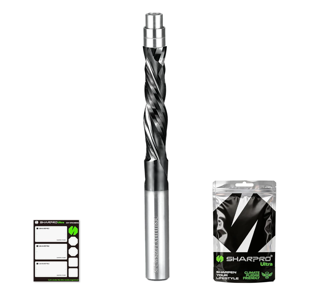 Ultra Compression Flush Trim Router Bit with Bottom Bearing | SHARPRO